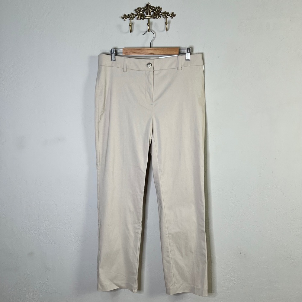 Rafaella Trousers The Straight Leg Womens Size 12 French Oak Khaki High Rise NEW